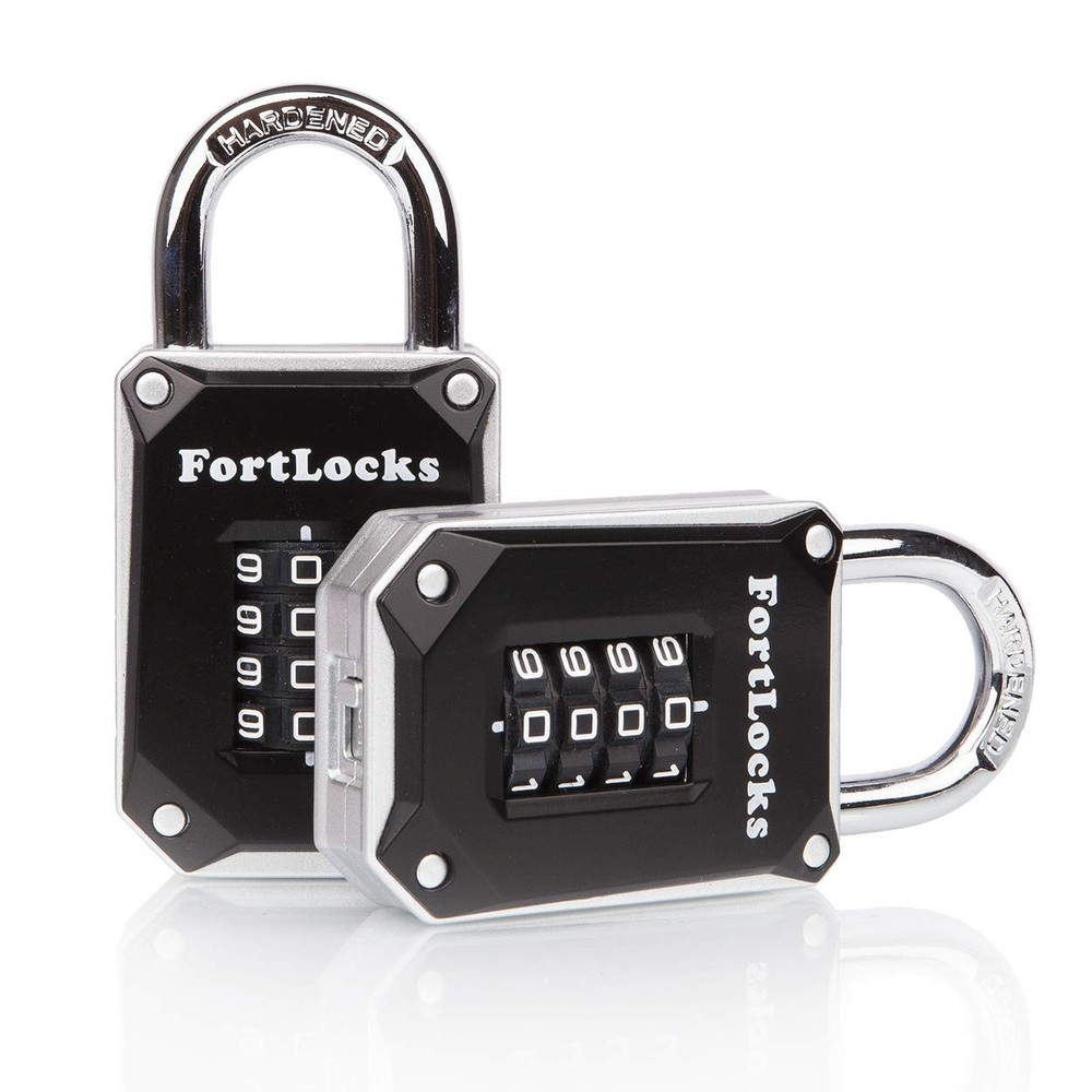 2 Pack Heavy Duty Waterproof Resettable Combination Lock 4 Digit Silver