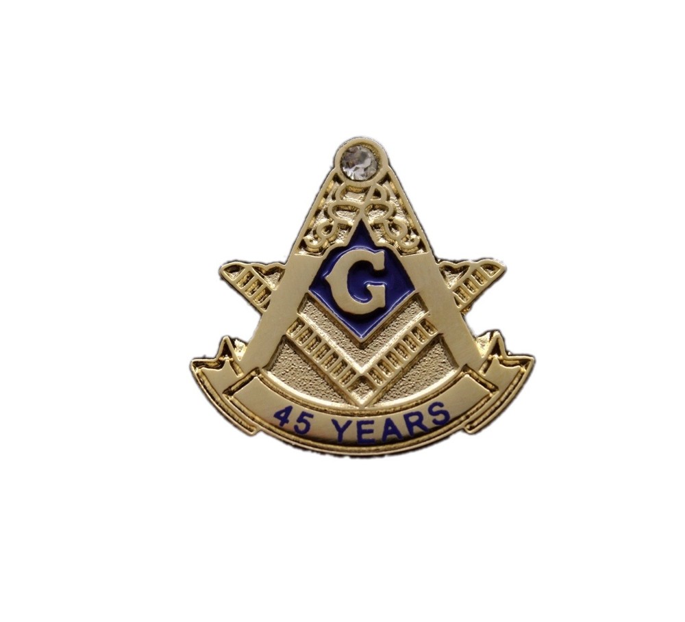 Blue Lodge 45 Years Freemason Masonic Lapel Pin