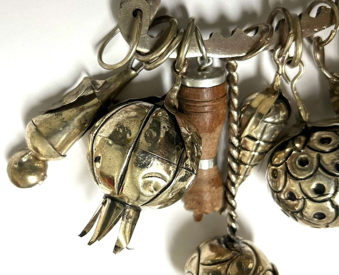 Vintage Brazilian Penca de Balangandãs – Silver Hanging Amulet 10 Charms