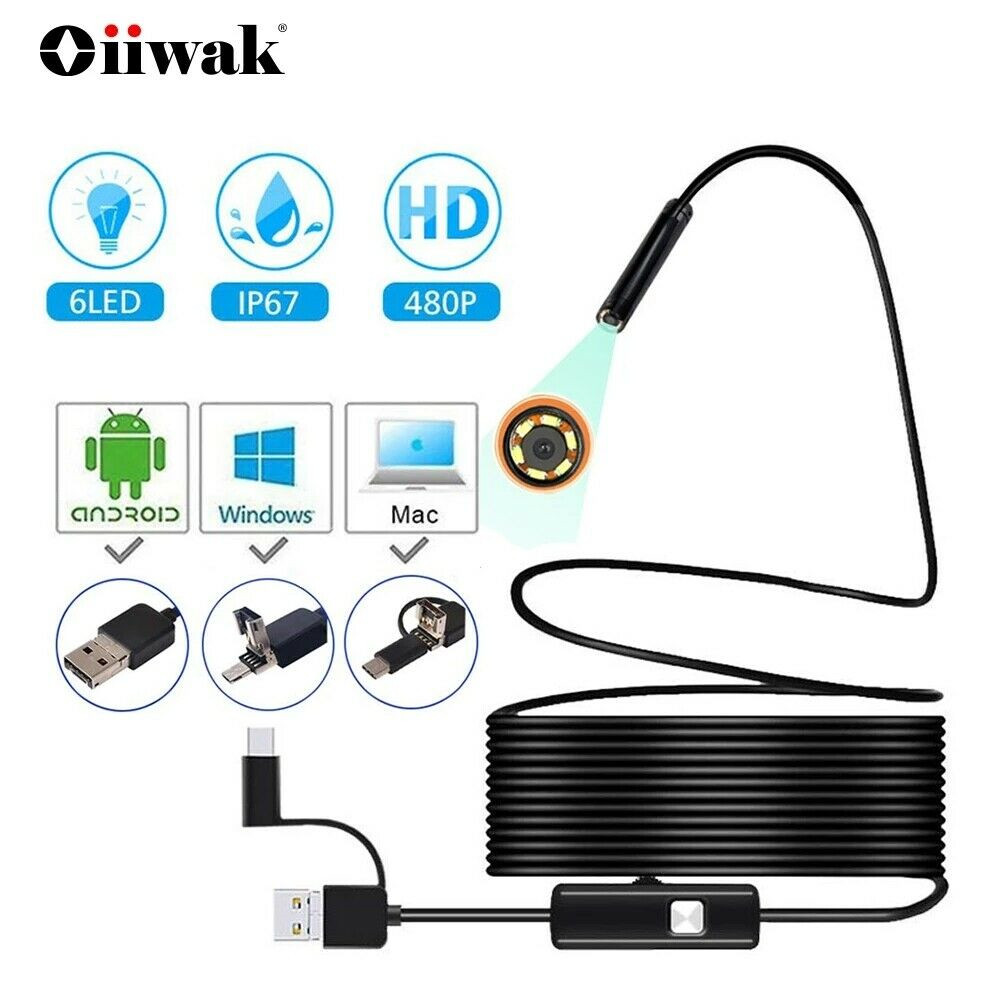 3ft 7mm USB Borescope with Android Compatibility – Inspect Hidden Areas Easily