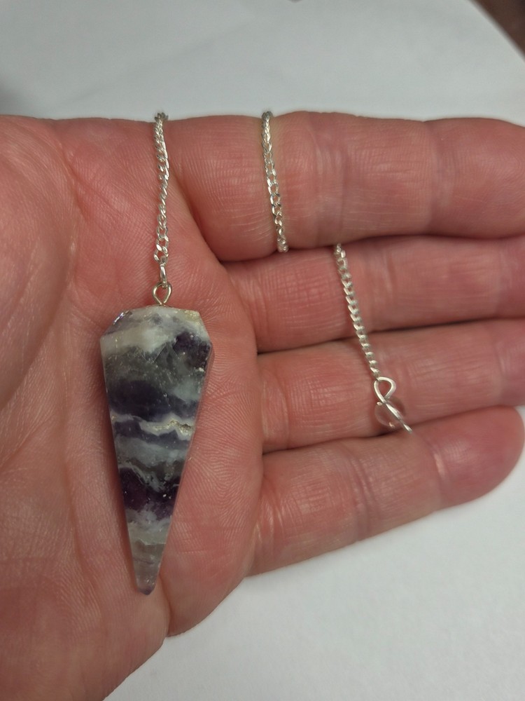 Multi color Flourite Faceted Cone Crystal Dowsing Pendulum Divination Tool