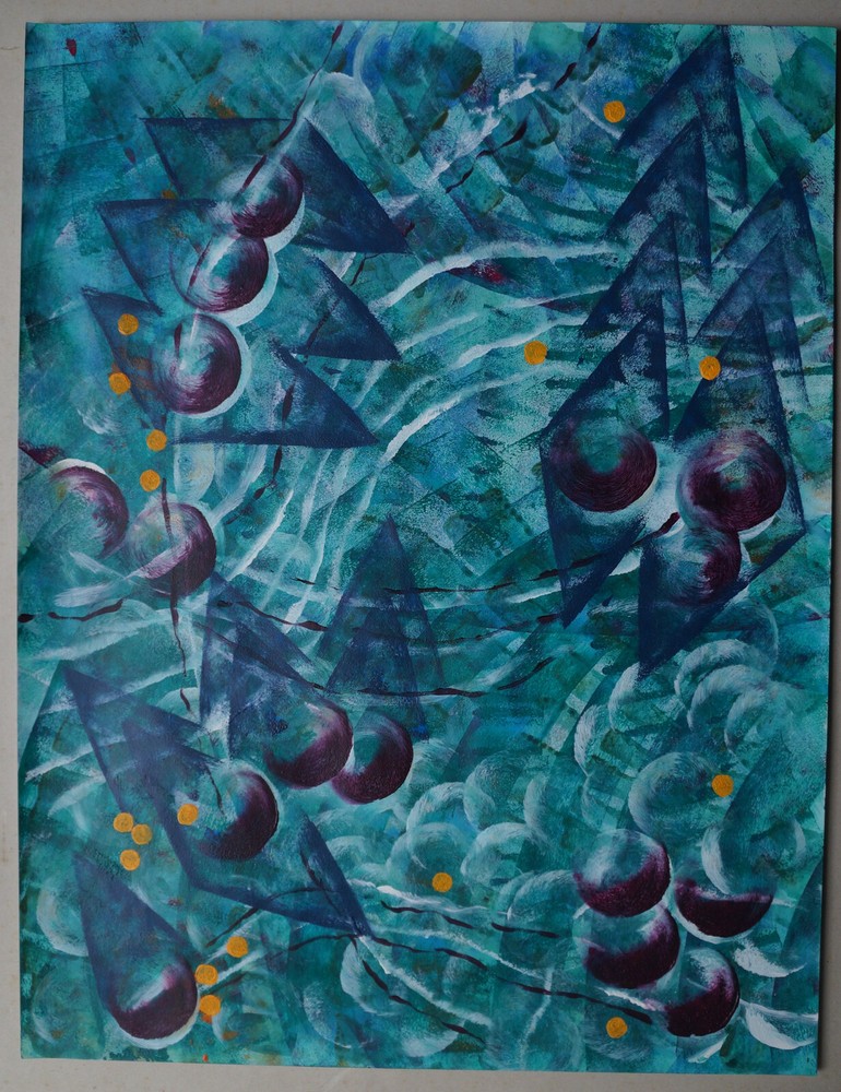 Tempe (20th) Acrylic - Abstract Composition - Signed (14)