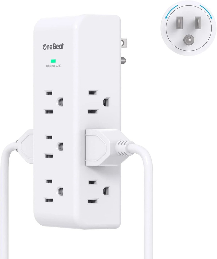 Surge Protector Outlet Extender with Rotating Plug, 9 AC Multi Plug Wall Outlet