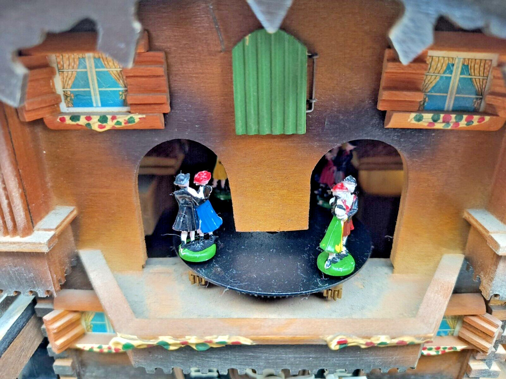 Vintage German Made Cuckoo Clock Black Forest With Chains