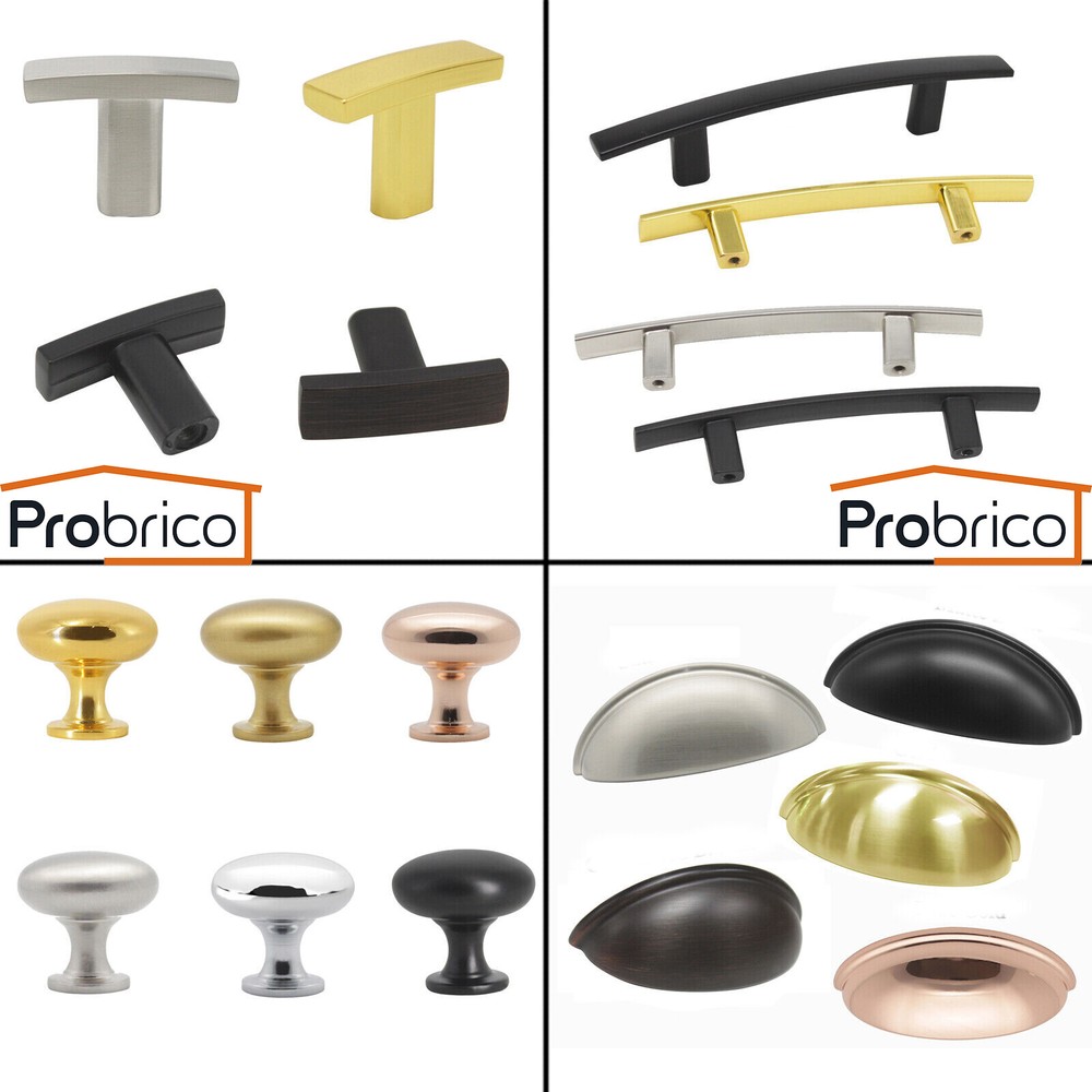 Probrico Cabinet Drawer Handles Kitchen Zinc Alloy Bar Pulls Knobs Shell Cup