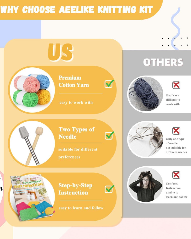 Knitting Kit for Beginners, Complete Beginner Crochet Kit Easy Including Knittin