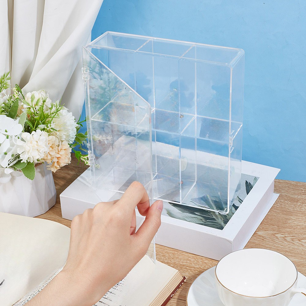 1pc 6 Grids Acrylic Bead Containers Storage Container for Beads Rectangle Clear