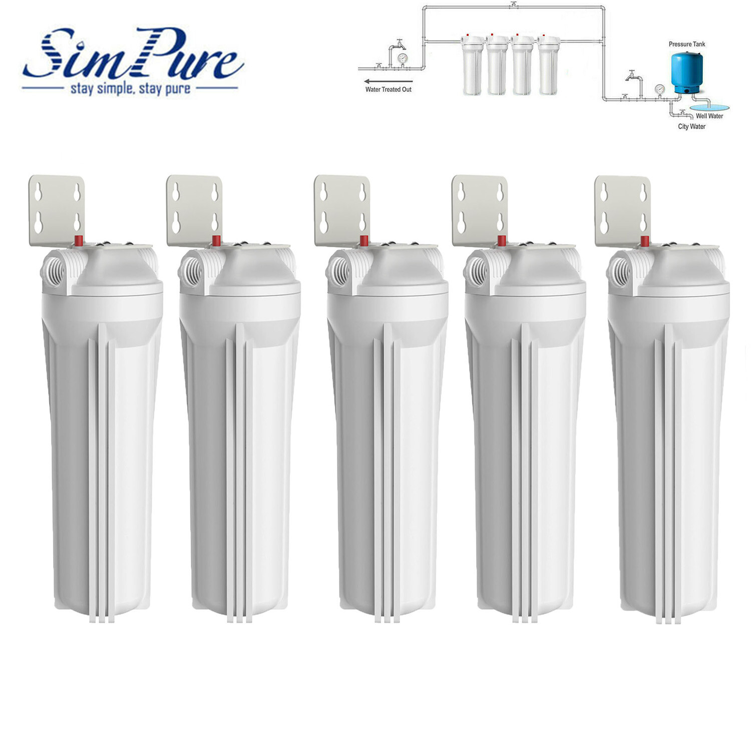 10 Inch Home Whole House Water Filter Housing System for 10" x 2.5" Water Filter