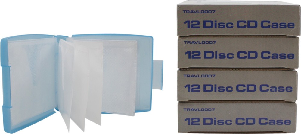 (5) Blue 12 Disc Capacity Clamshell Translucent CD DVD Storage Case CDBR12BL