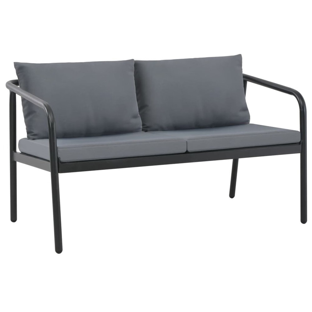 Sofa Dark Grey Frame, Light Grey Cushions Aluminum, 100% Polyester