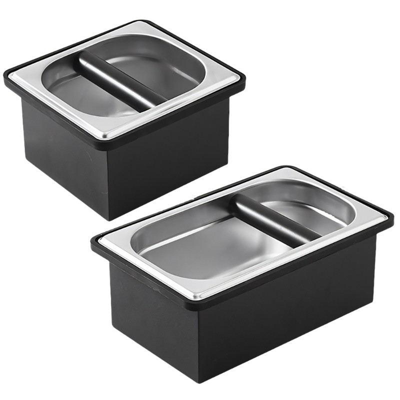 Black And Silver Coffee Grounds Container Stainless Steel Removable Knocks Box