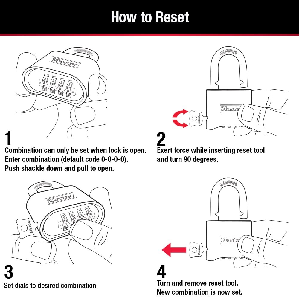 Master Lock Black Combination Lock, Customizable Combo Padlock, Indoor and Ou...