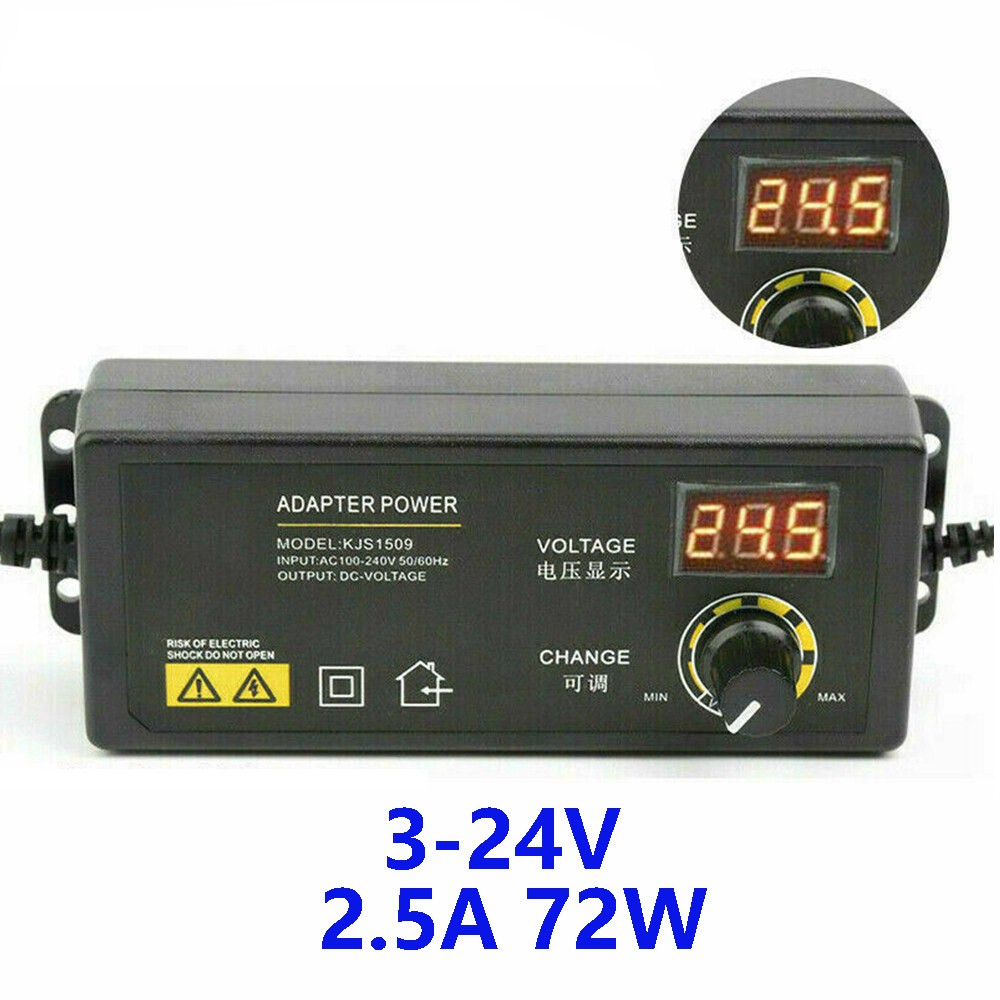 72W Power Supply DC 3V~24V Adjustable Variable Universal Switching AC/DC Adapter