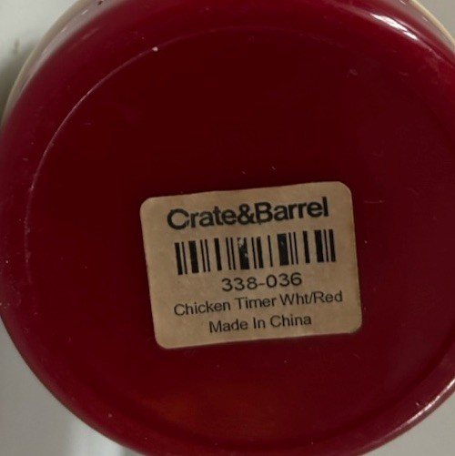 Crate & Barrel Red & White Rooster Chicken Kitchen Timer