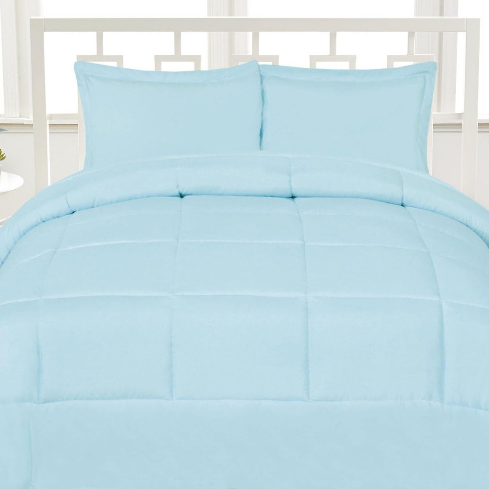 Luxurious down Alternative Soft Solid Color Comforter Box Stitch Brushed Microfi