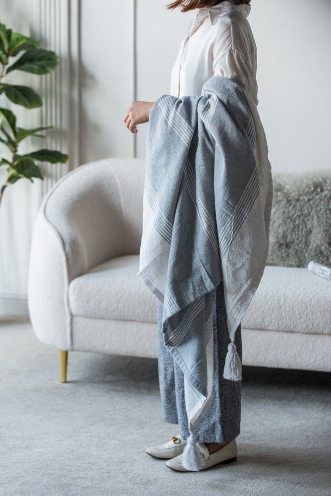50x60" Conrad Grey Throw Blanket, 2 Pack