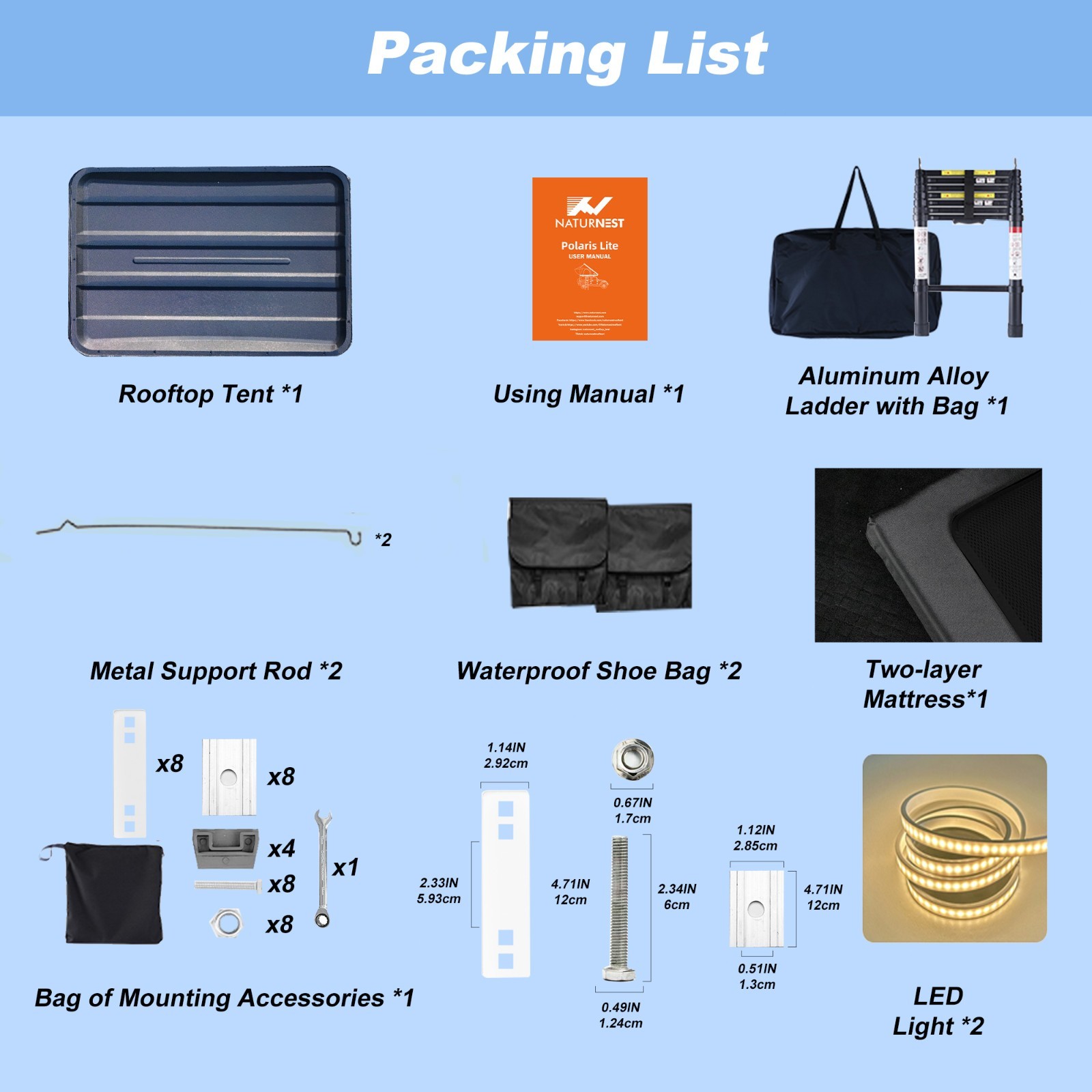 Naturnest Roof Top Tent Hardshell Pop-up Rooftop Tent Outdoor Camping Tent