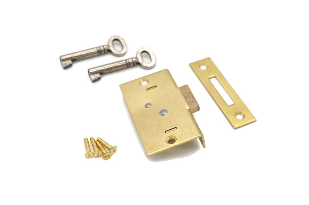 Half Mortise Lock Chest Trunk Small Box Lock Solid Brass Cabinet Lock 2 Keys