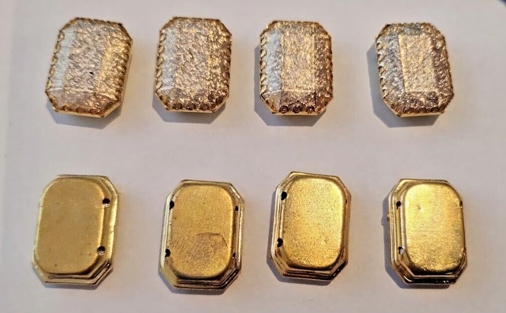 x8 Gold Rectangle Cuff Buttons 2cm