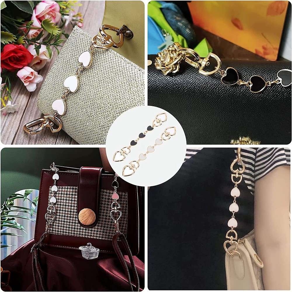 White Heart Purse Chain Extender Bag Strap Extension Accessory