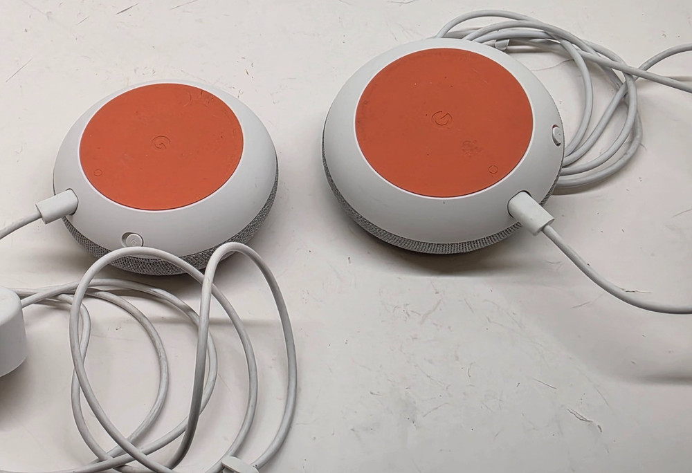 Google Home Mini HOA Smart Assistant Speaker Set Gray Top Orange Bottom