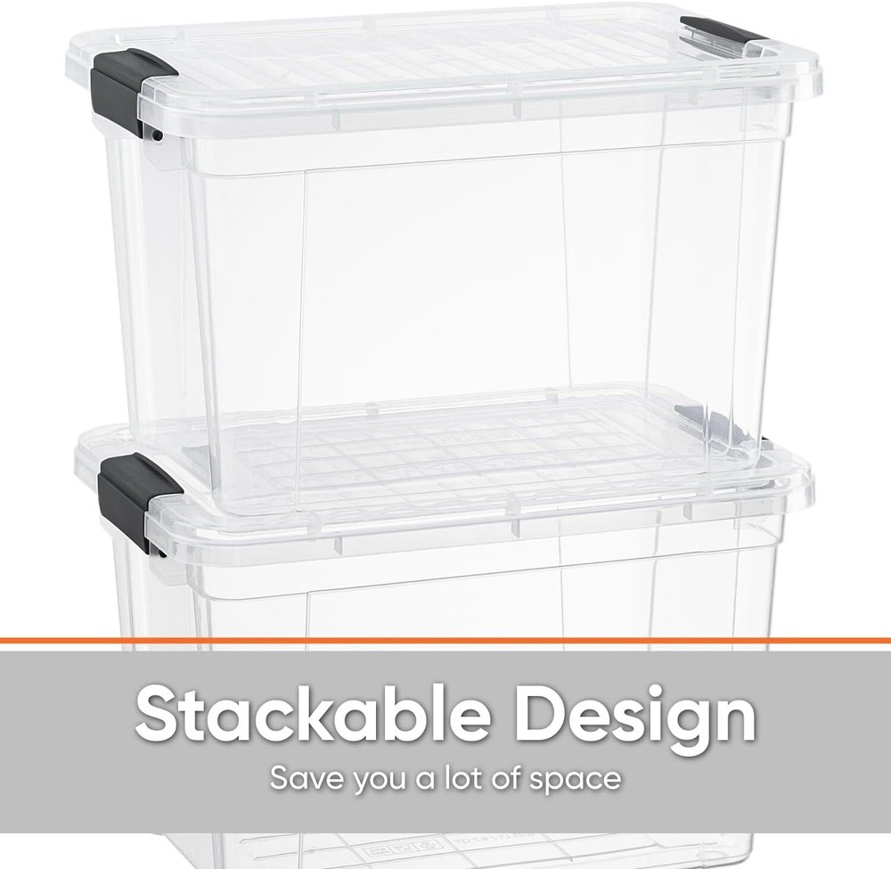 Superio Clear Storage Bins with Lids, 6 Pack- Plastic Storage Boxes - 8.7 Quart