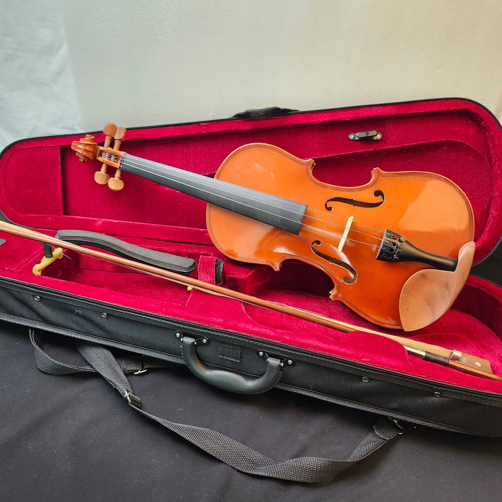 Student Violin w/ Case Bow Rosin String Cheek Rest 4/4 Size