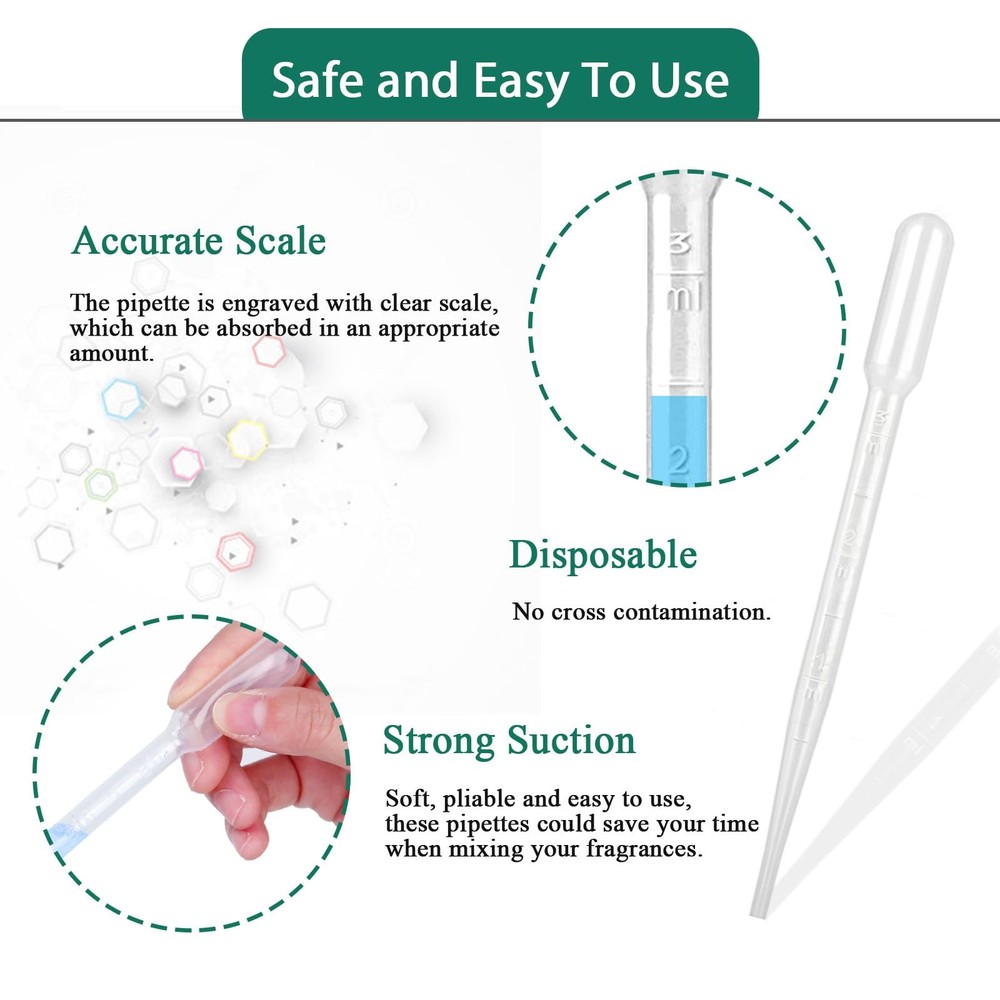 3ml Disposable Plastic Transfer Pipettes, Calibrated Dropper Suitable for Sci...