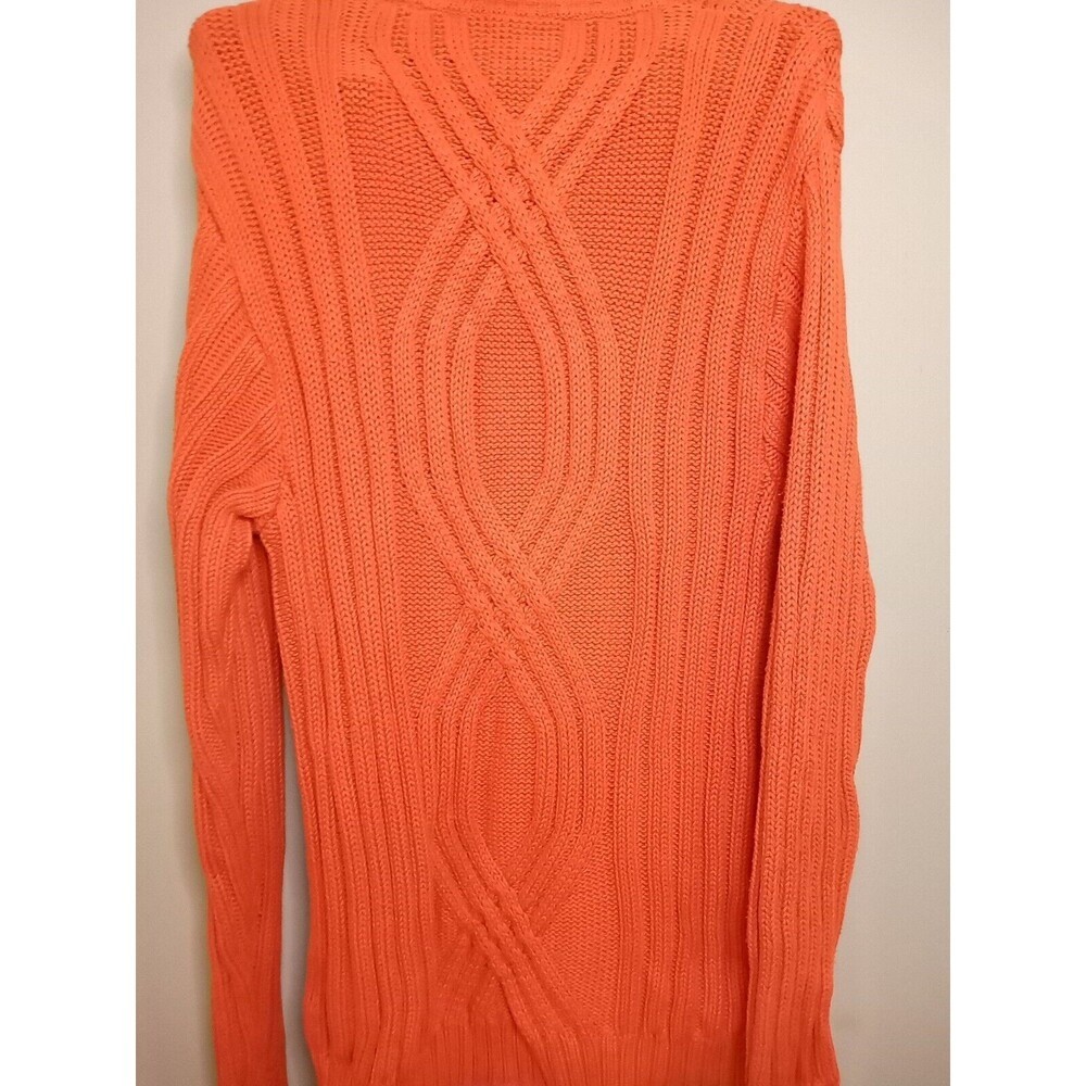 Harley Davidson Pull Over Sweater Mens Heavy Cable Knit Orange Small