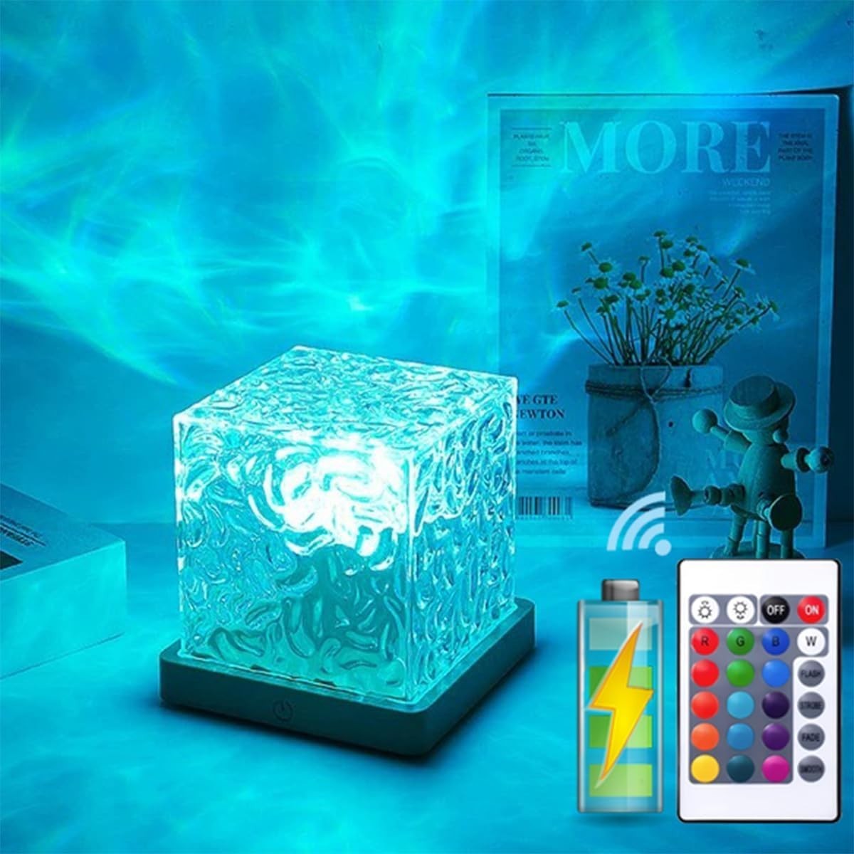 16 Colors LED Night Light Ocean Wave Projector Lamp Aurora Rechargeable Bedroom