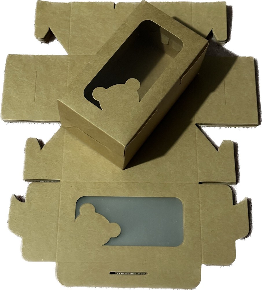 Kraft Cake Boxes With Decorative “Bear” Window (24 Pack)