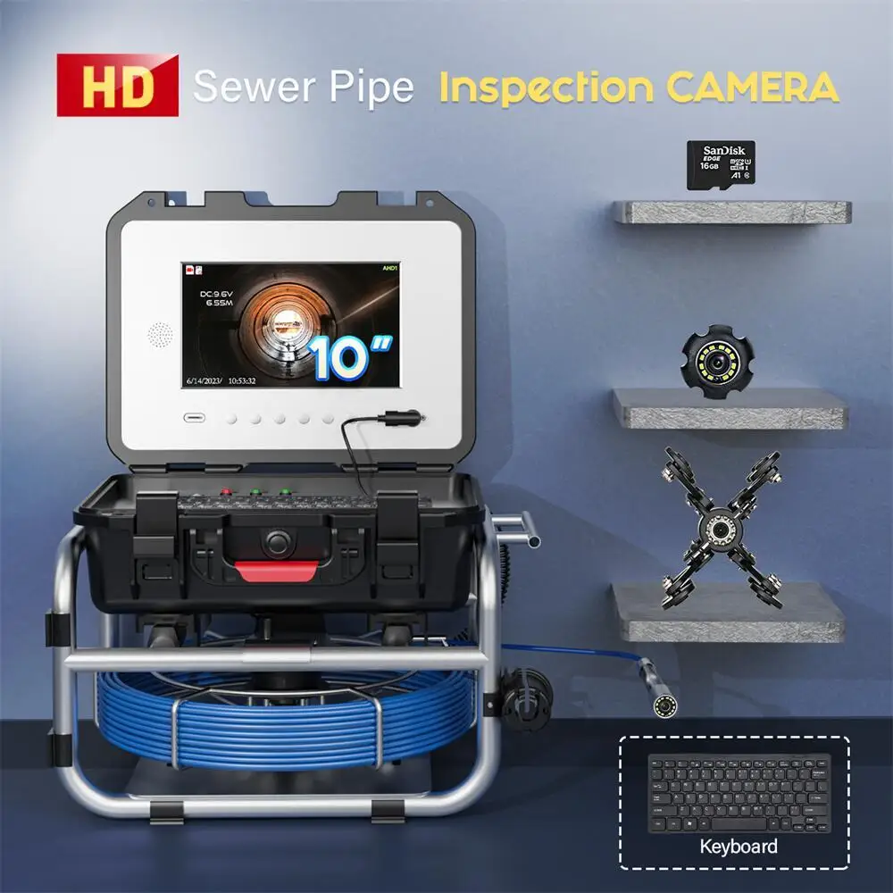 Pipe Sewer Camera 10in Screen 100Ft 5mm Drain Camera Plumbing