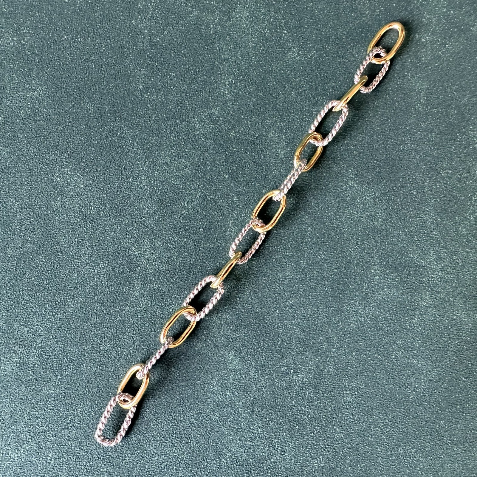 David Yurman Madison Chain Bracelet Sterling Silver w/ 18K Gold Length 21cm