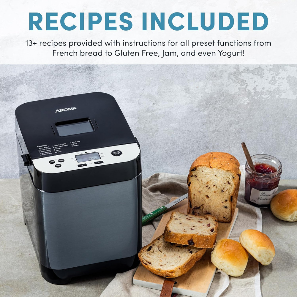 ® 1.5Lbs. Digital Bread Maker with Crust Customization, Clear-View Lid, and Nons