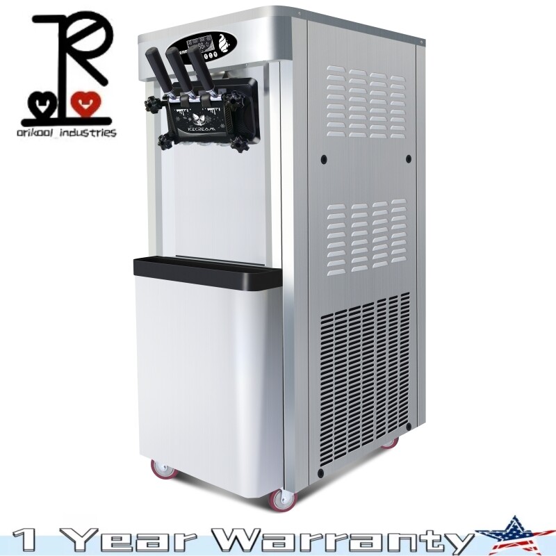 Commercial Electric Ice Cream Maker Soft Ice Cream Machine 25-30L/H 3 Flavors