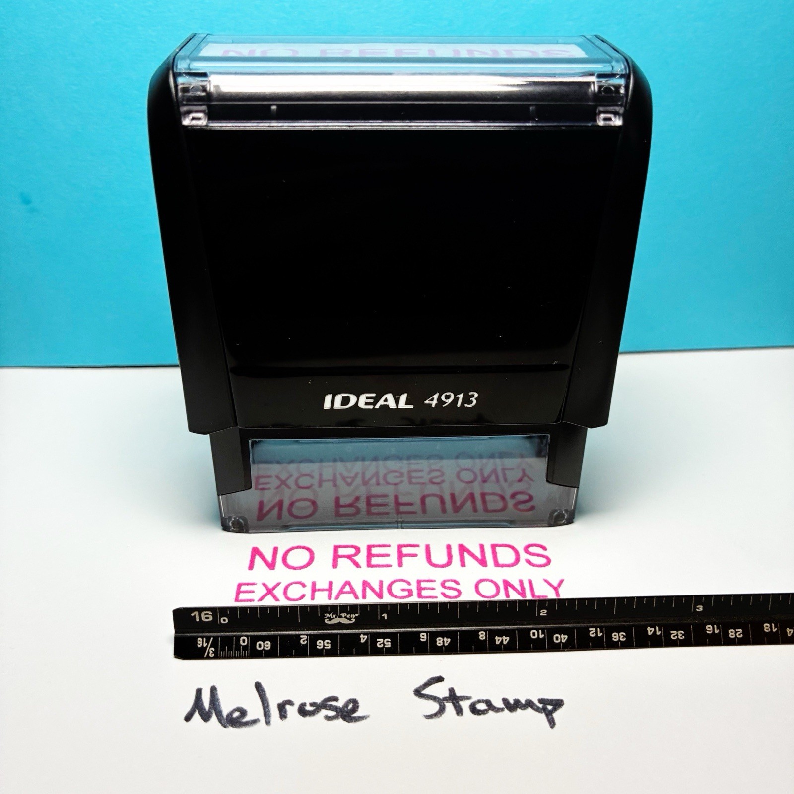 No Refunds Exchanges Only Rubber Stamp Pink Ink Self Inking Ideal 4913