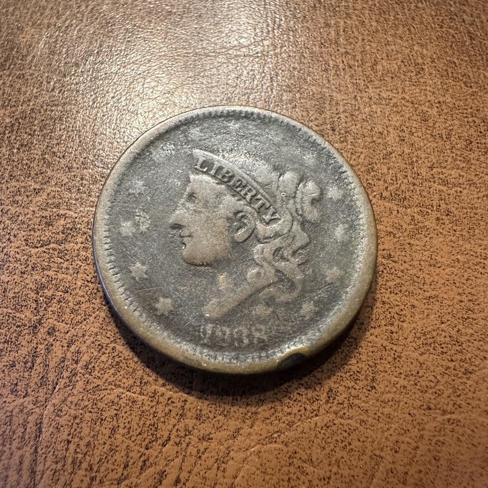 1838 1C BN Coronet Head Large Cent BN