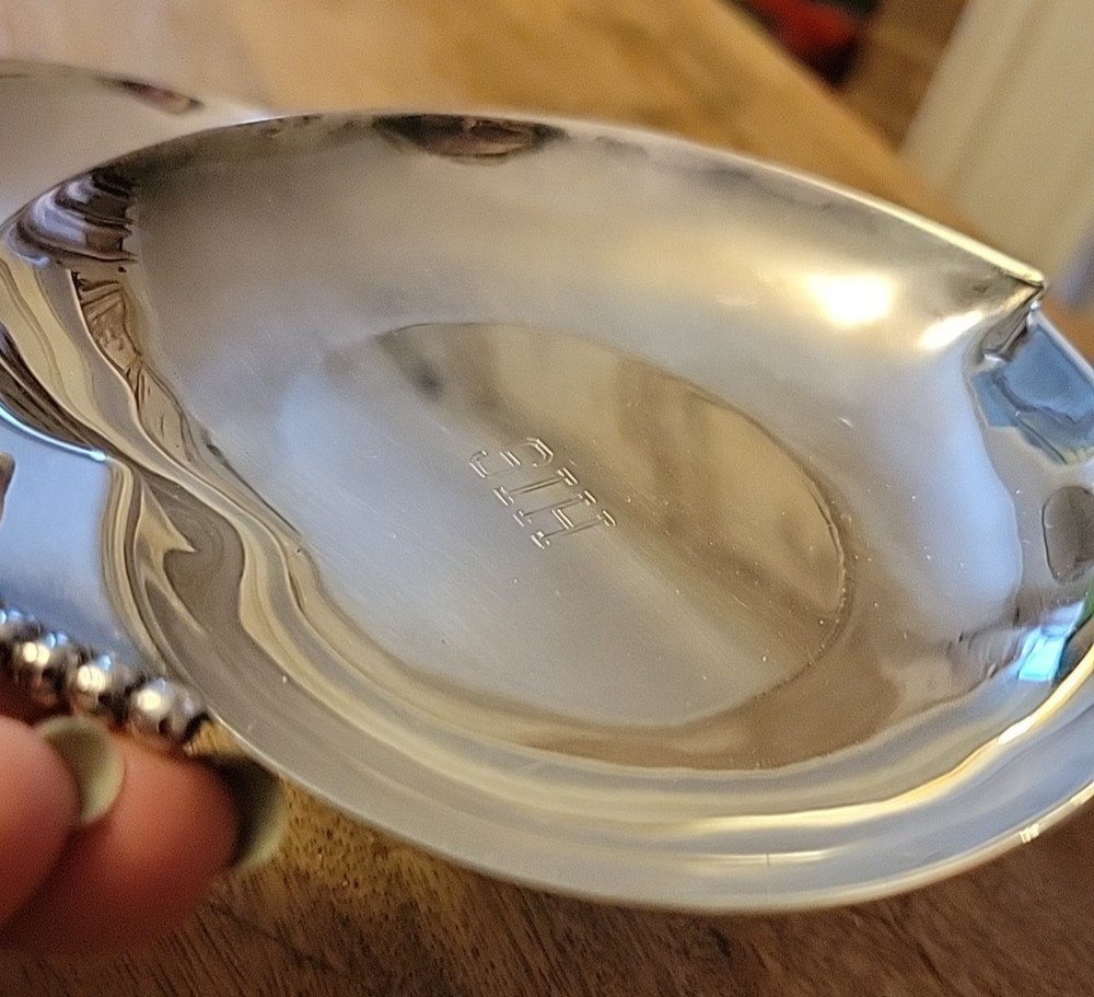 The 3 Crowns Silverplate Water Lily Trinket Engraved Dish Set HIS & HERS