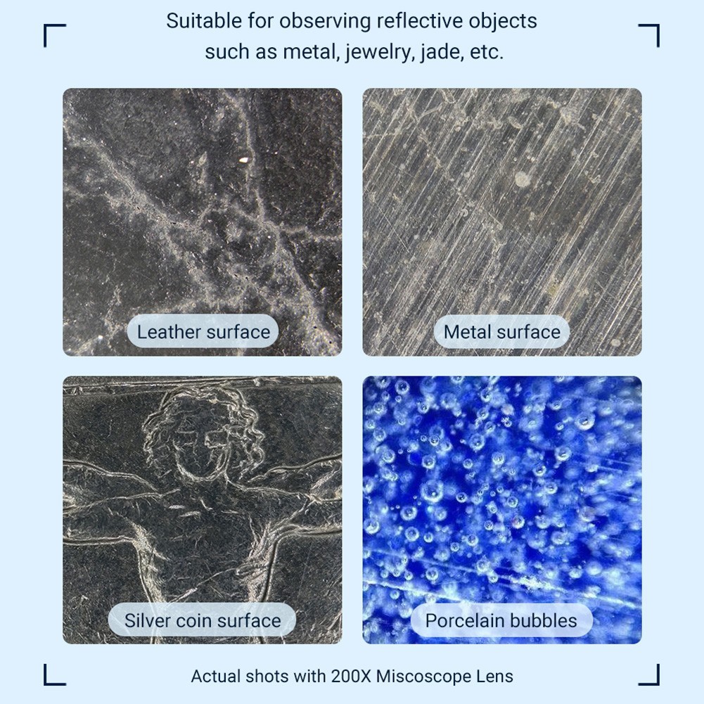 200X Phone Mini Pocket Microscope with LED Light/Universal Clip, Nano Zoom Porta