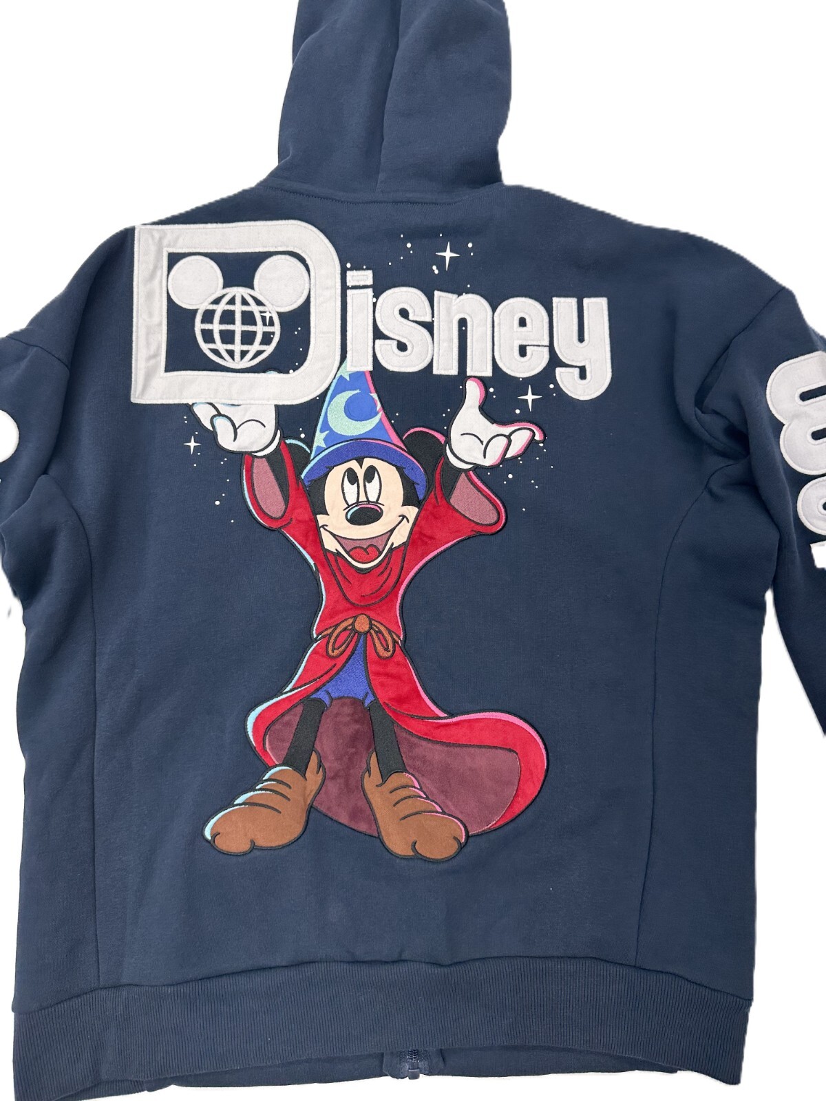 2025 Walt Disney World Sorcerer Mickey Navy Zip Hoodie Sweatshirt Adult NEW