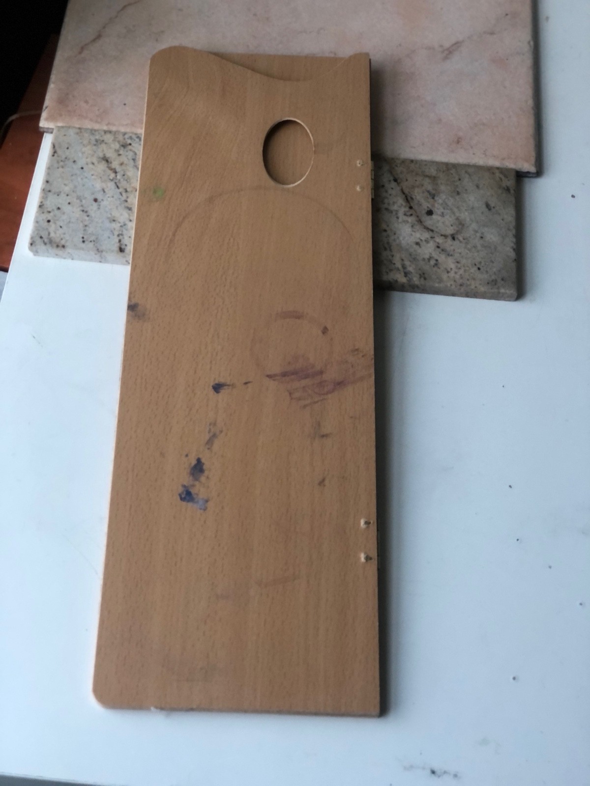 Foldable Wooden Oil Painting Artist Palette, Hinged, Travel Art Palette