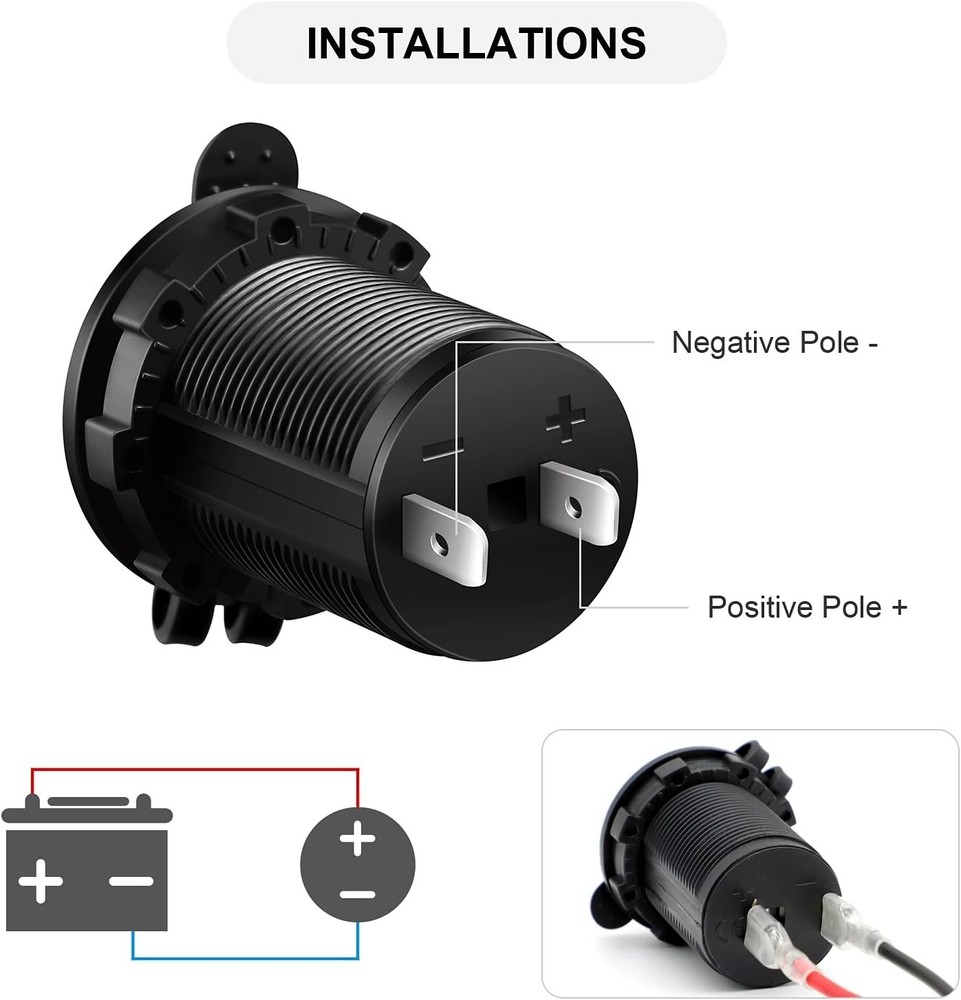 High-Quality 12V Cigarette Lighter Socket with Overload Protection & Long Wire