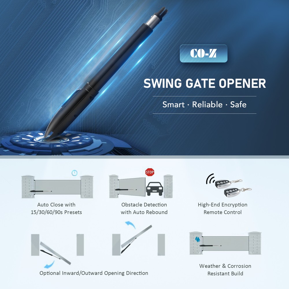 Automatic Swing Gate Opener with Remote Controls for 660lb Home Gates - Used