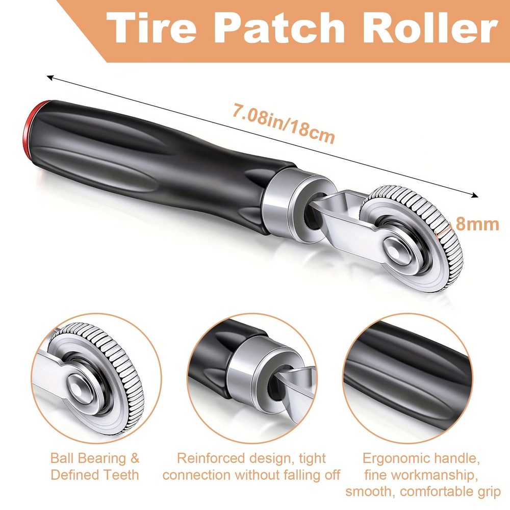 Tire Repair Patch Kit 24PCS Plugs, Roller, Buffing Wheel, Drill Bits