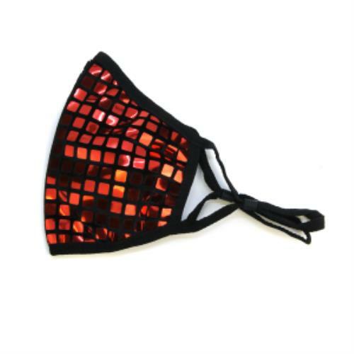 RED SQUARE BLACK SEQUIN MASK ( 122 RD )