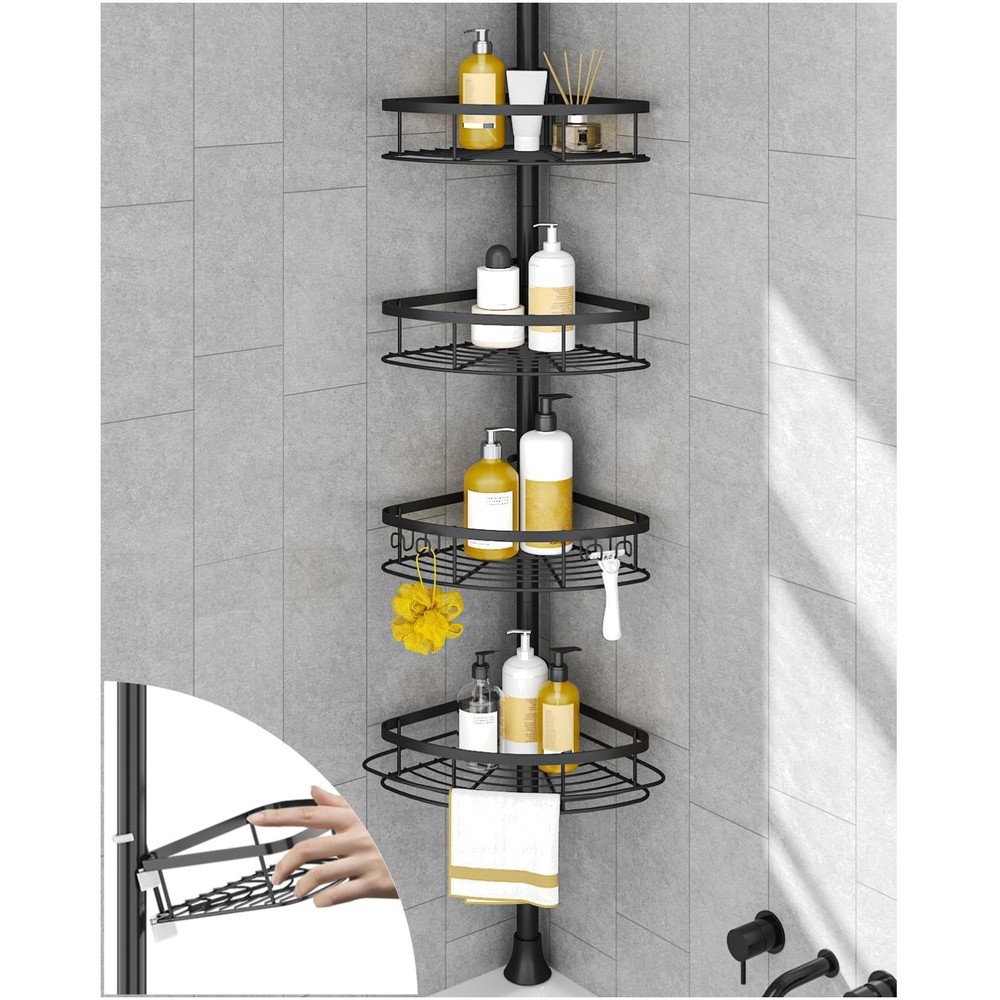 Elegant Rustproof Corner Shower Caddy - 4-Tier Adjustable & Durable Design