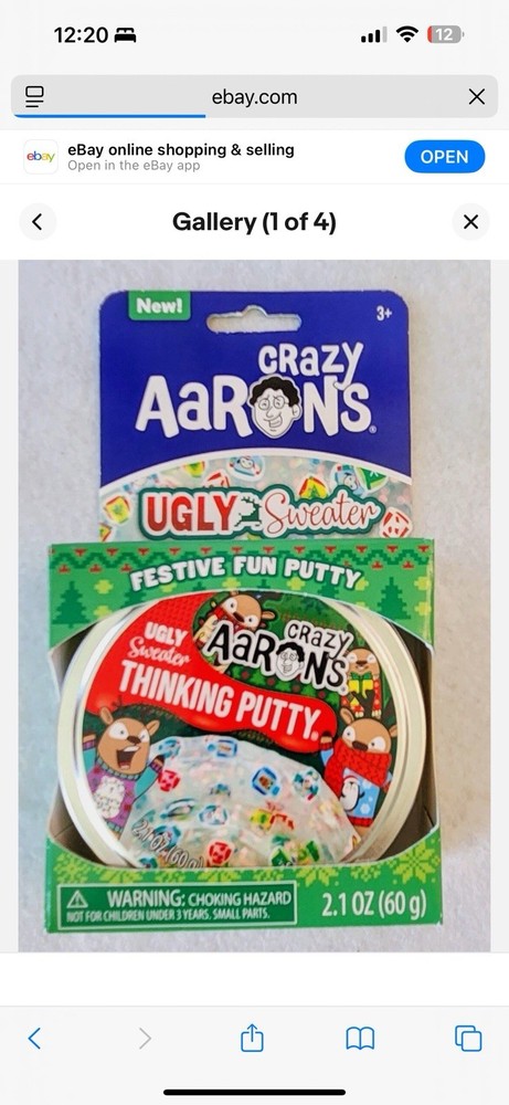 Aaron's Crazy Thinking Putty 2.1oz UGLY SWEATER Christmas Stocking Slime Game