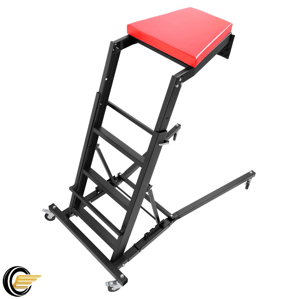 Foldable Topside Creeper Adjustable 48" - 66" Movable Ladder W/ 4 Wheels