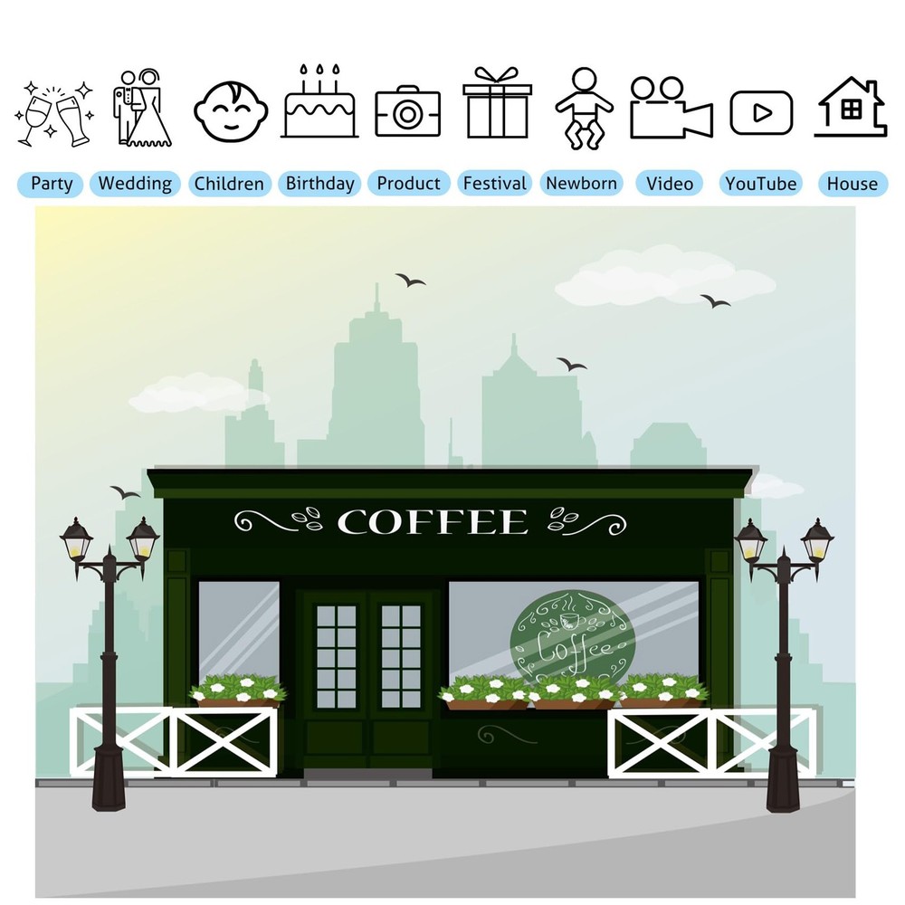 Coffee House Backdrop 6x6ft