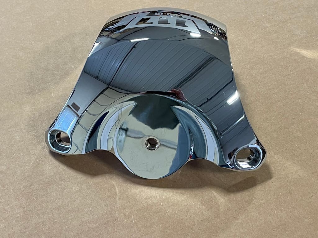 BIG DOG MOTORCYCLES OEM CHROME COIL COVER 2005-11 MODELS w/ 117" 6 speed logo